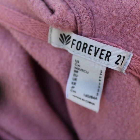 Forever 21 Women’s Hoodie Full Zip Metallic Stars Pink Sweater - Picture 7 of 9